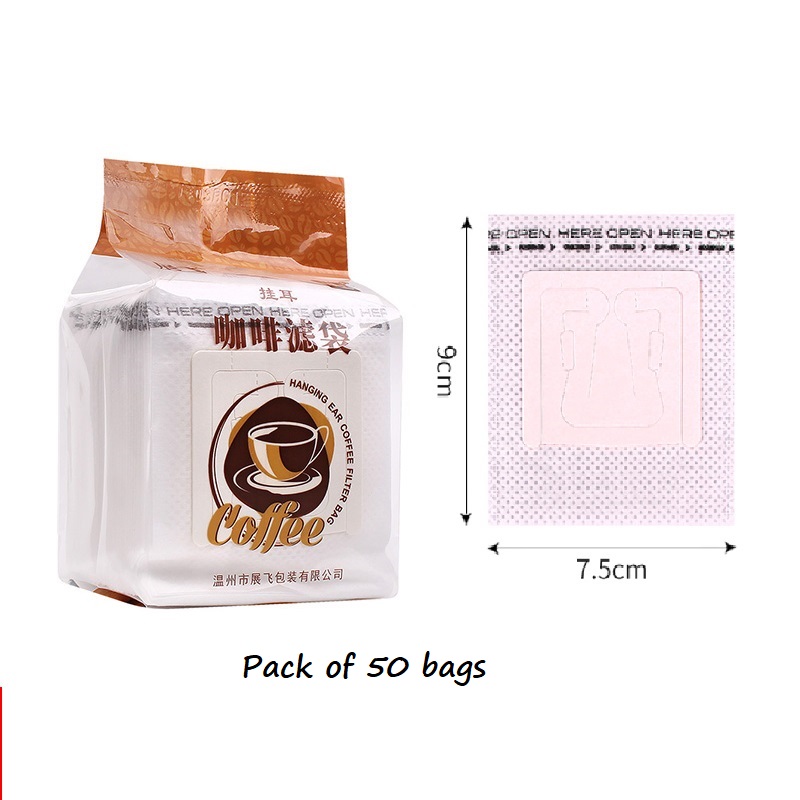 Drip Coffee Paper Filter Bag with Hanging Ears